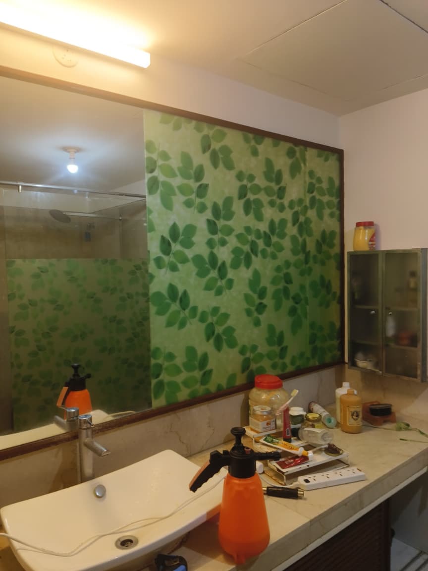 Stained glass effect decorative window film in Bengaluru villa